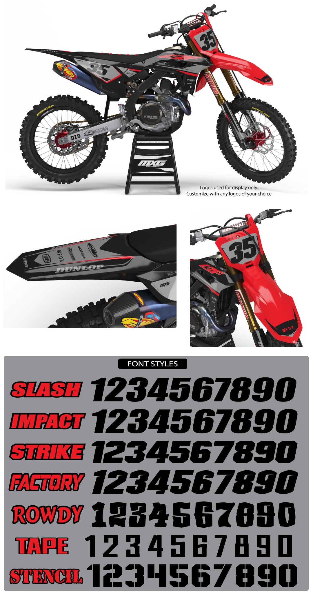 MX13 Black Graphic Kit for Honda's