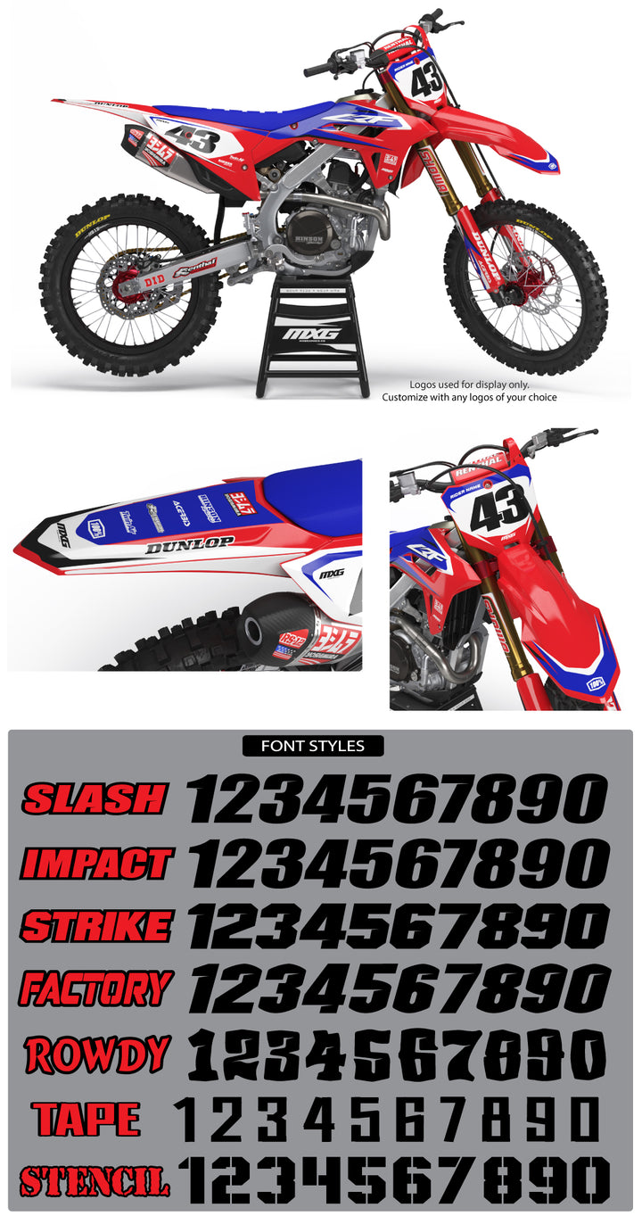 MX16 Blue Graphic Kit for Honda's