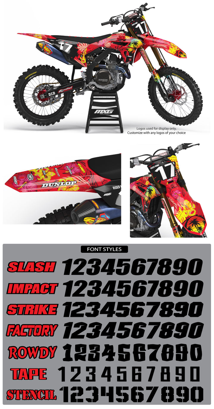 Tropical Red Graphic Kit for Honda's