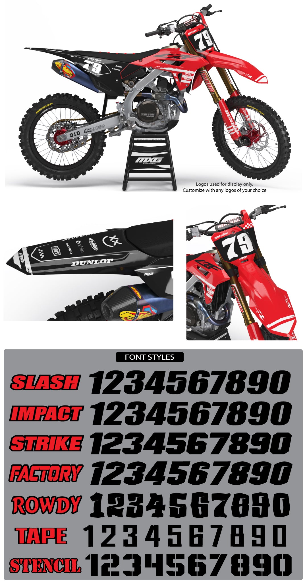 MX2 Graphic Kit for Honda's Red