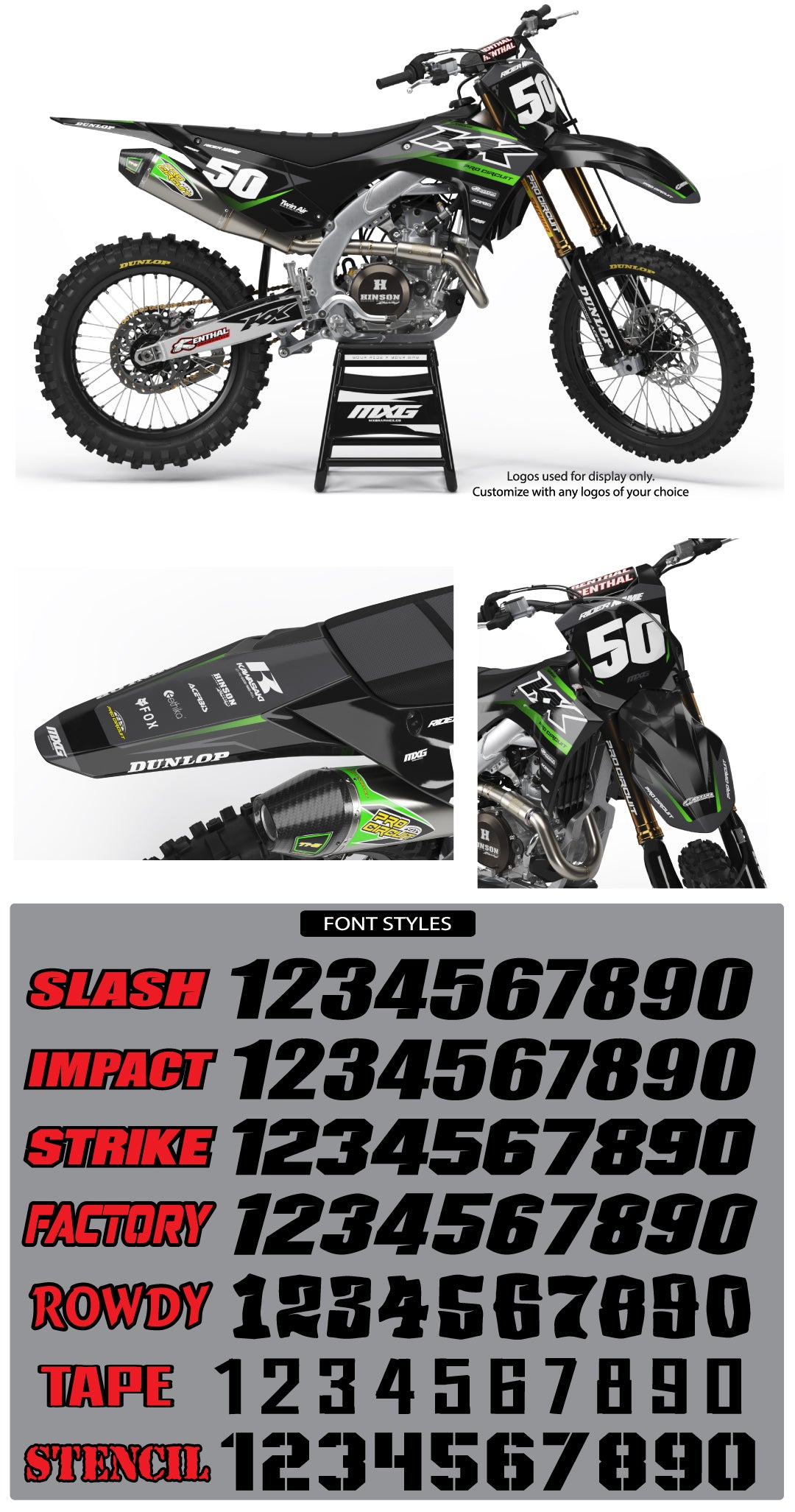 Kawasaki Race Black Graphic Kit