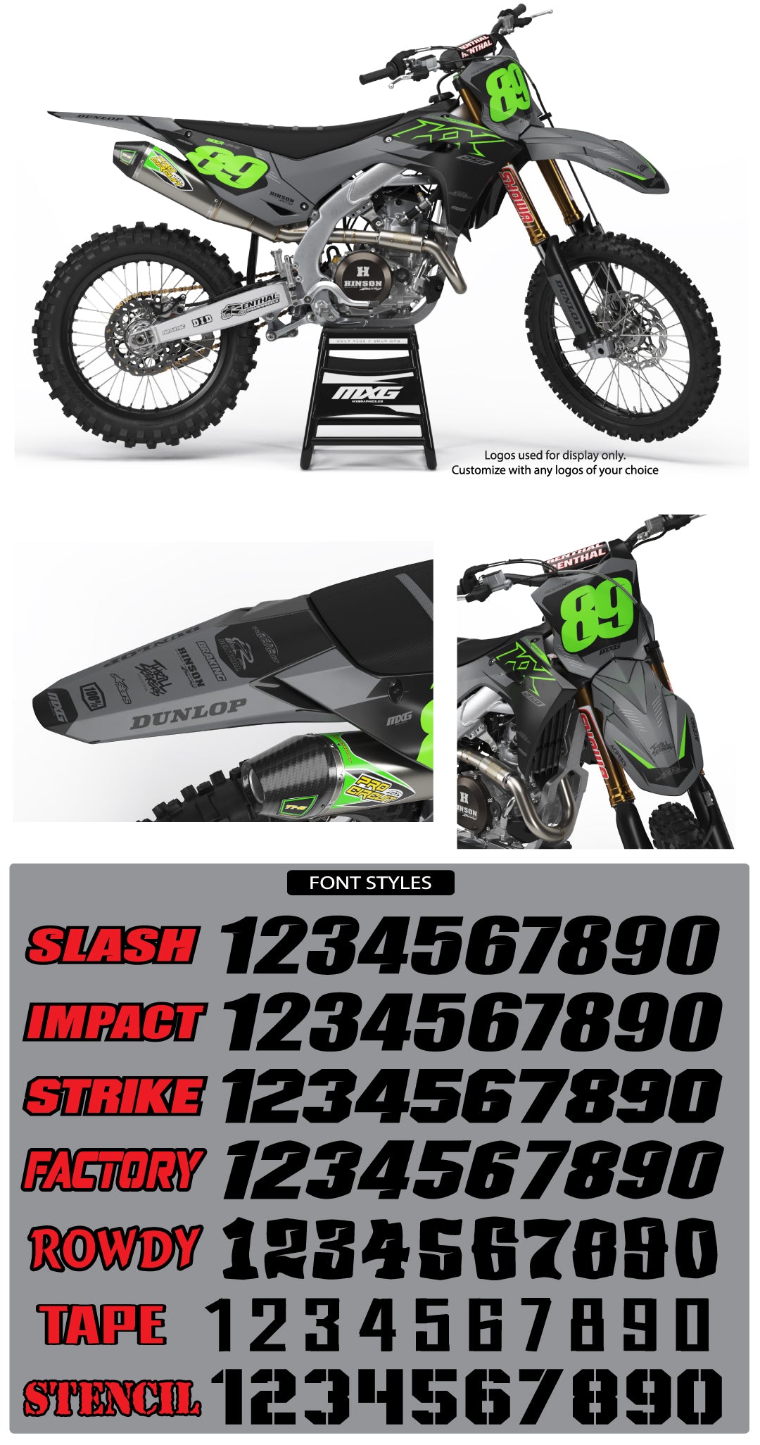 Kawasaki Works Grey Graphic Kit