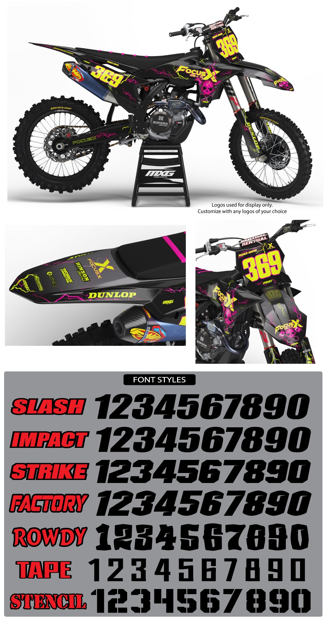Moto lightning Flo/pink Graphic Kit for KTM