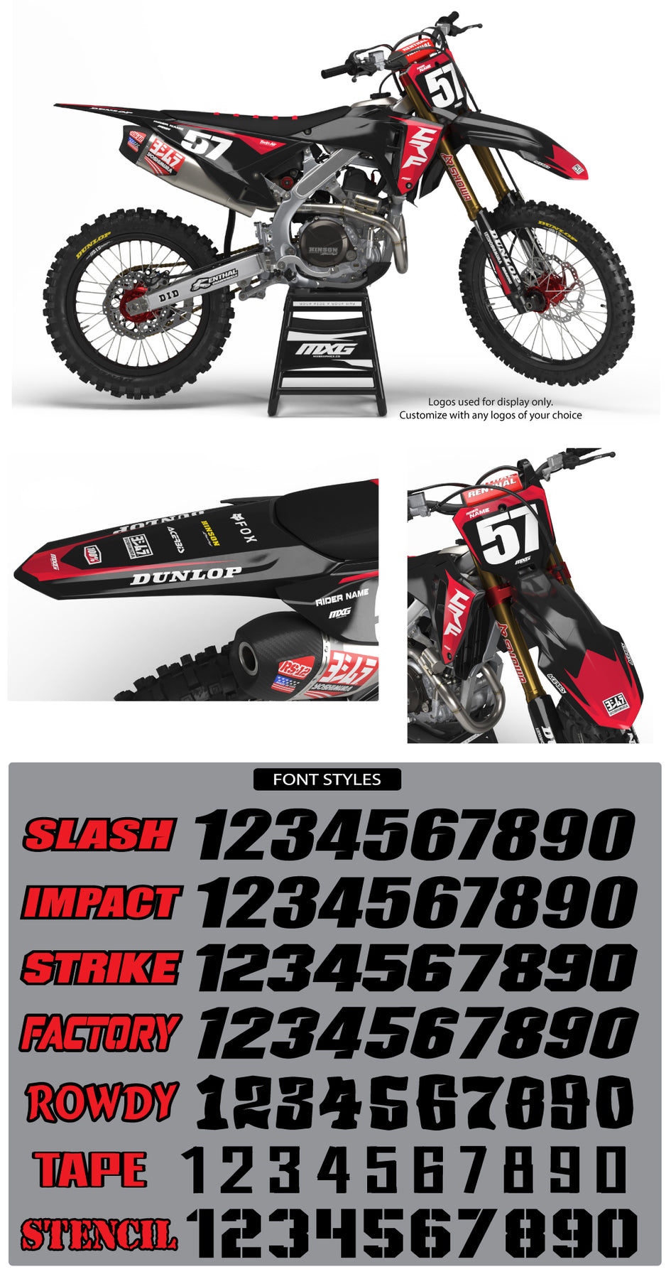 Custom Works Graphics Works Black Graphic Kit for Honda's – MX Graphics