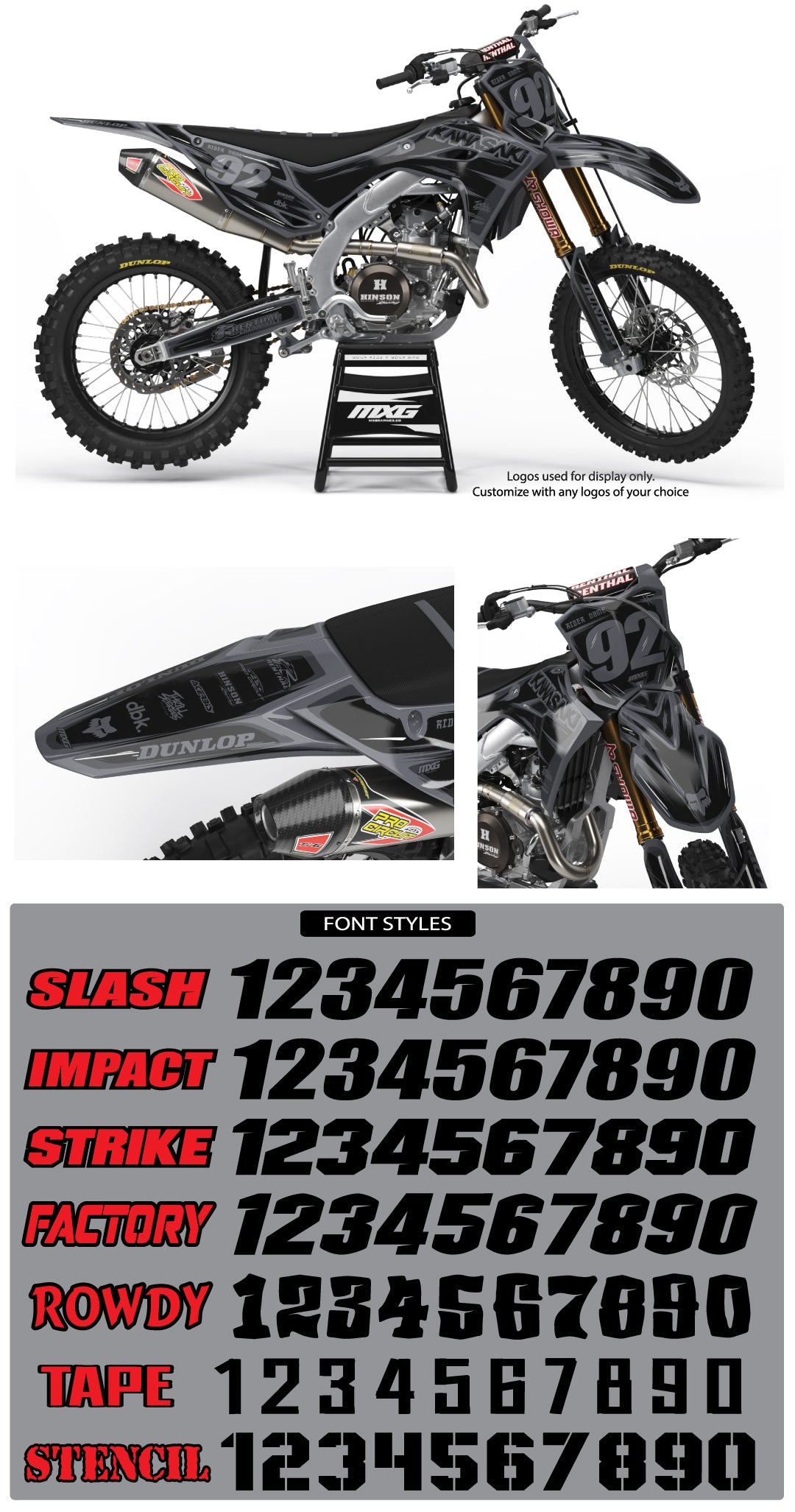 Kawasaki Scribble Black Graphic Kit