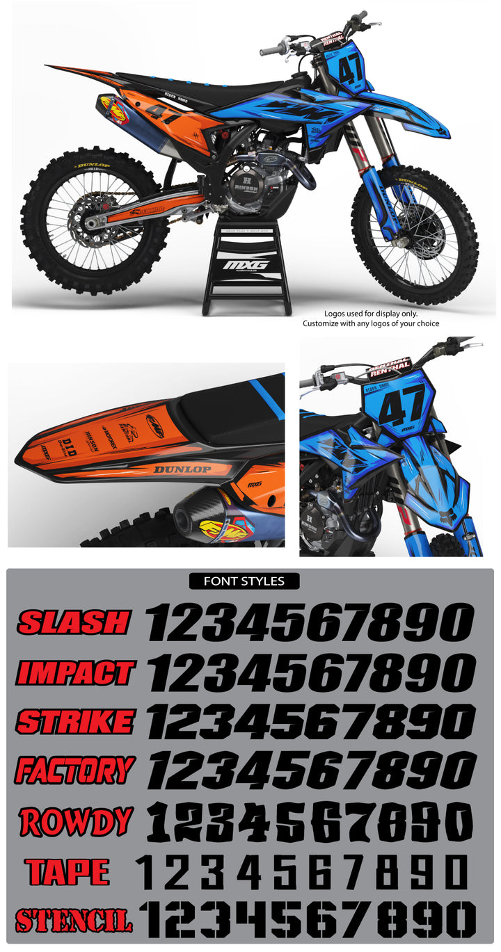 Scribble Orange/Blue Graphic Kit for KTM
