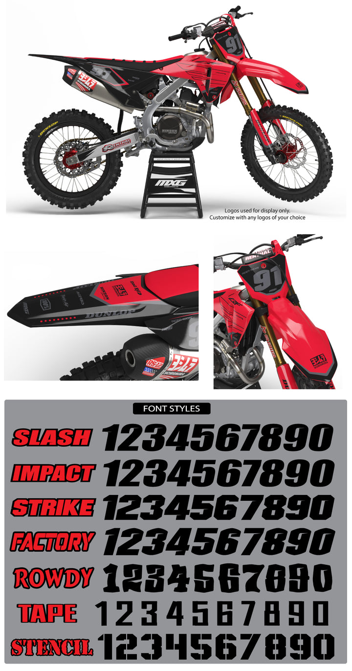 Slash Red/Black Graphic Kit for Honda's