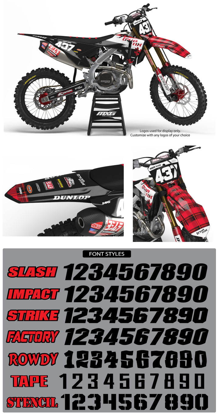 True MX Plaid Graphic Kit for Honda's
