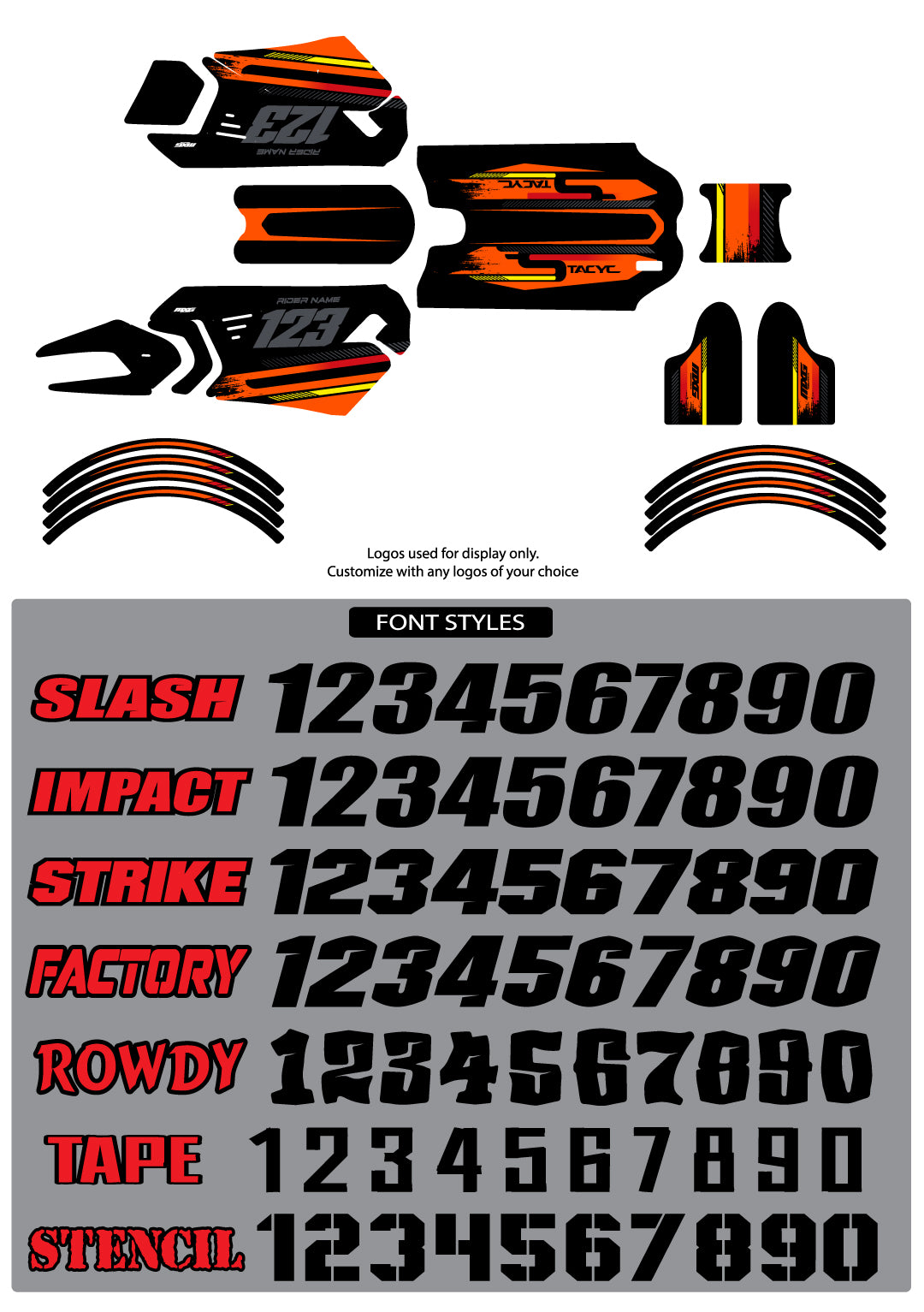 Stacyc S1 Orange Graphic Kit