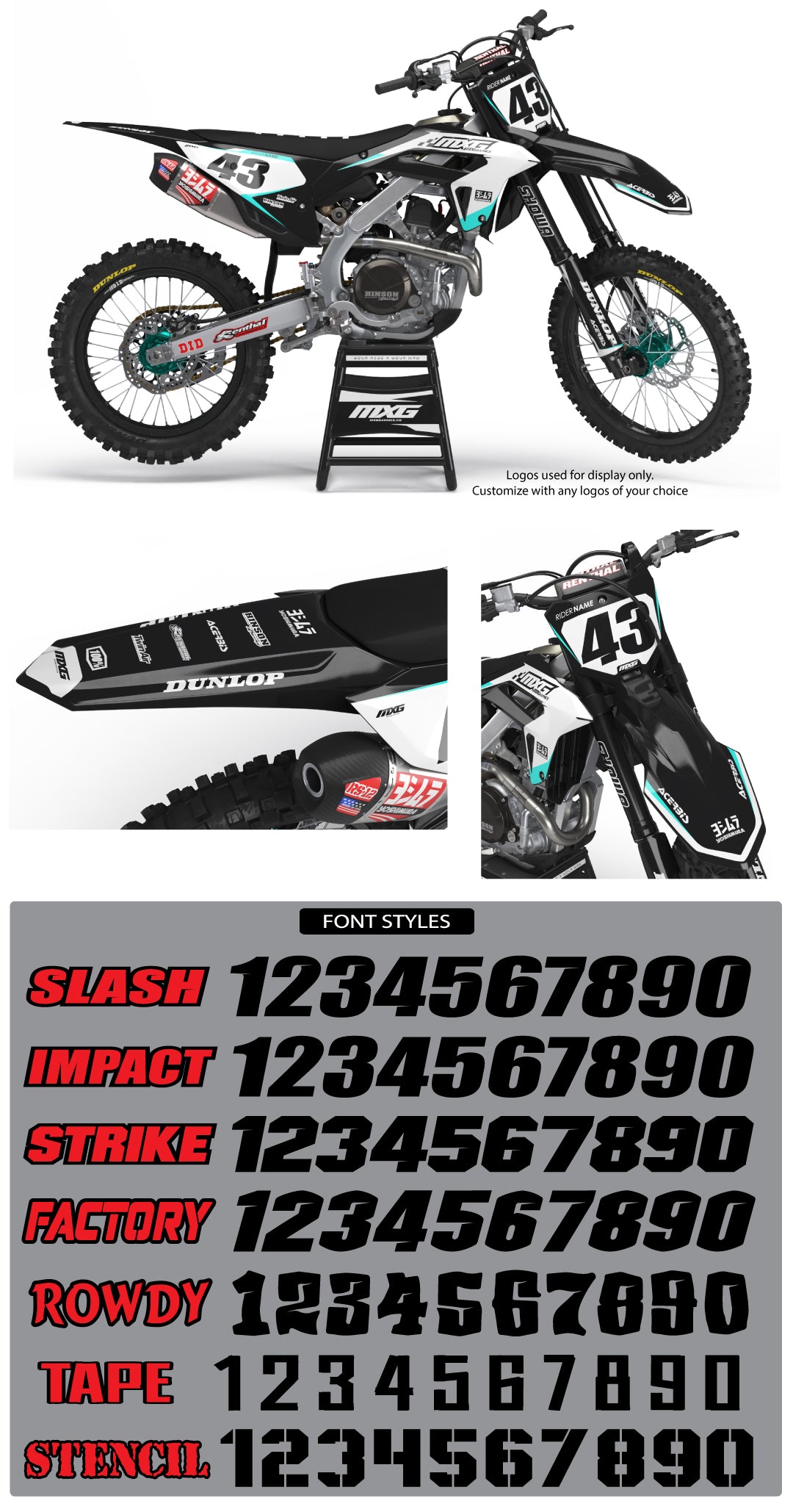 Stock Graphic Kit White for Honda's