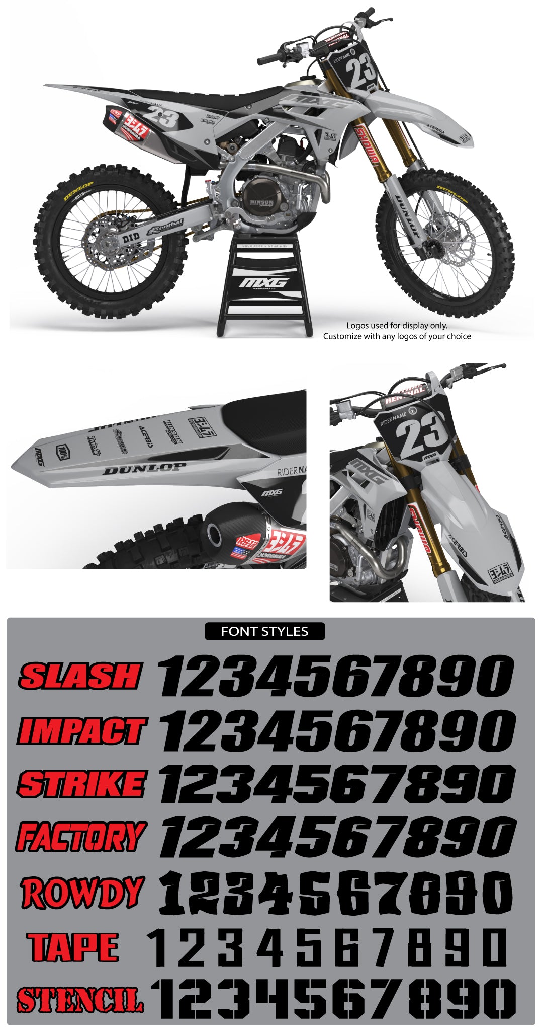 SuperStock Grey Graphic Kit for Honda's