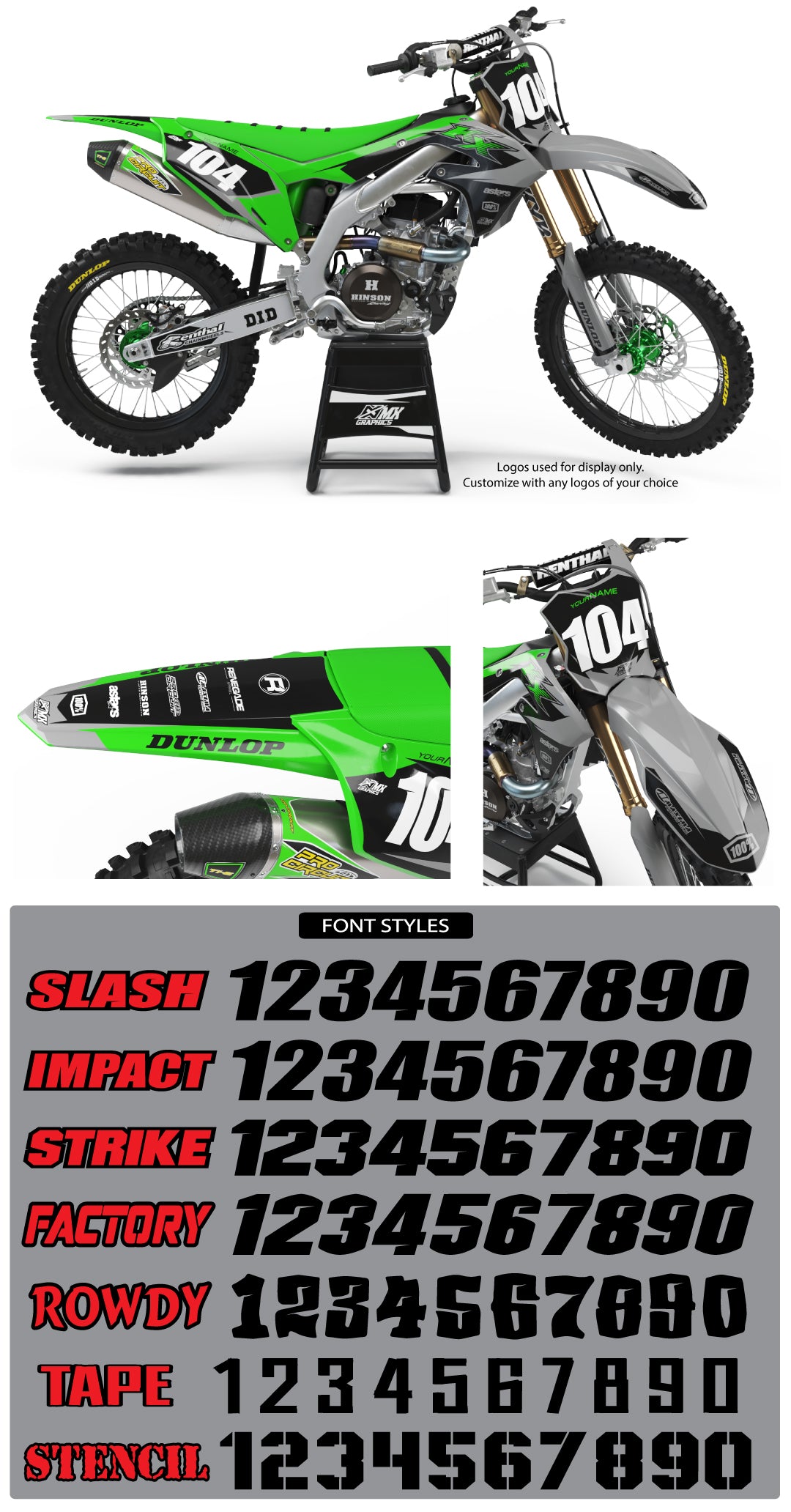 Kawasaki MX7 Grey Graphic Kit