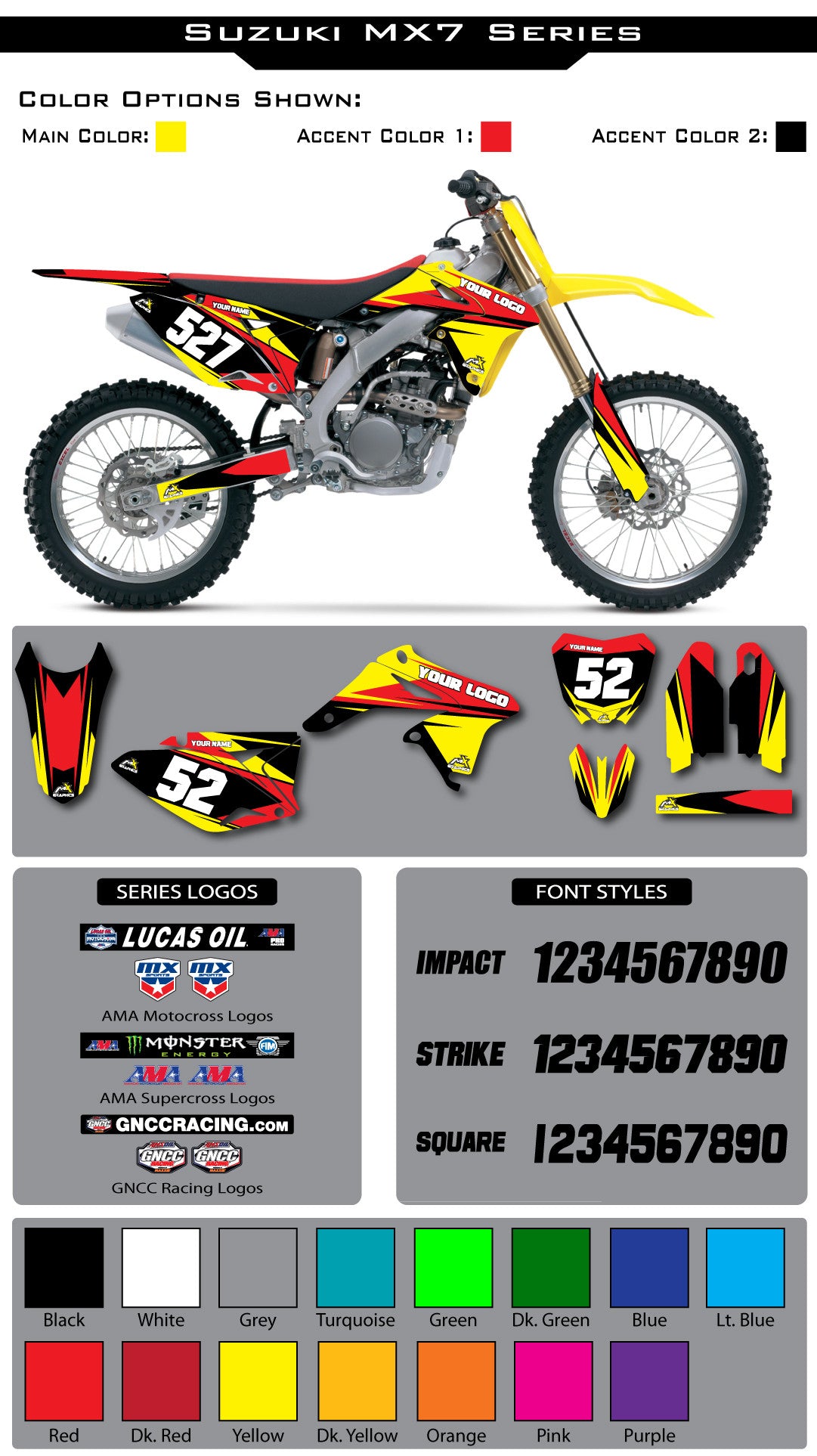 Mx 7 Design Suzuki MX 7 Graphic Kit – MX Graphics